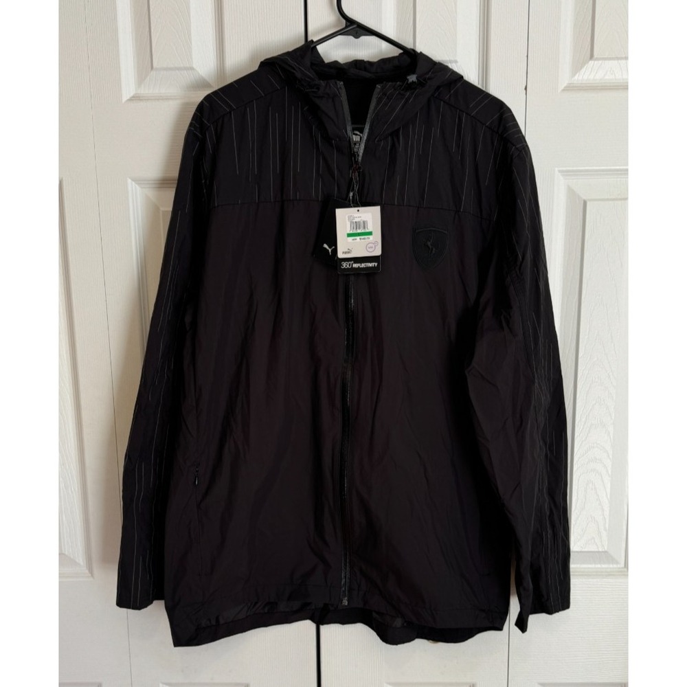 Puma Ferrari Nightcat Black Jacket Windcell 360 Reflectivity Men's Size Large